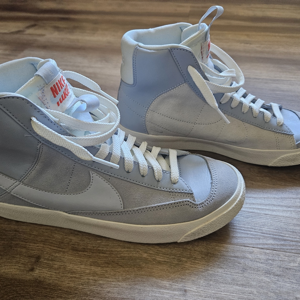 Nike Baby Blue High-Top Sneakers with Retro Design